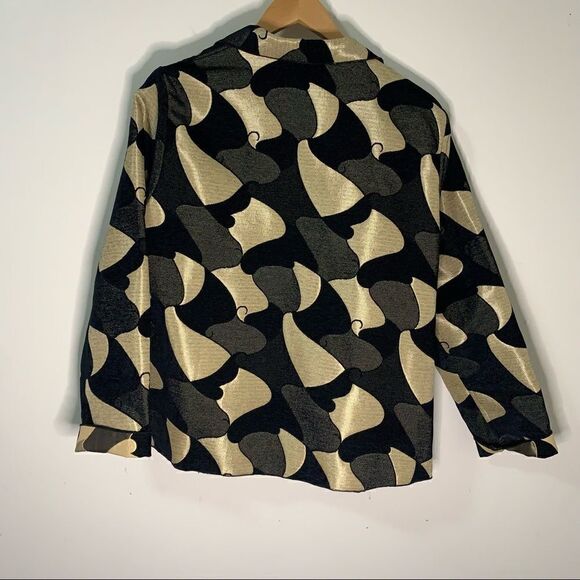 Winding River Reversible Jacket Geometric Black and Gold - Picture 2 of 5